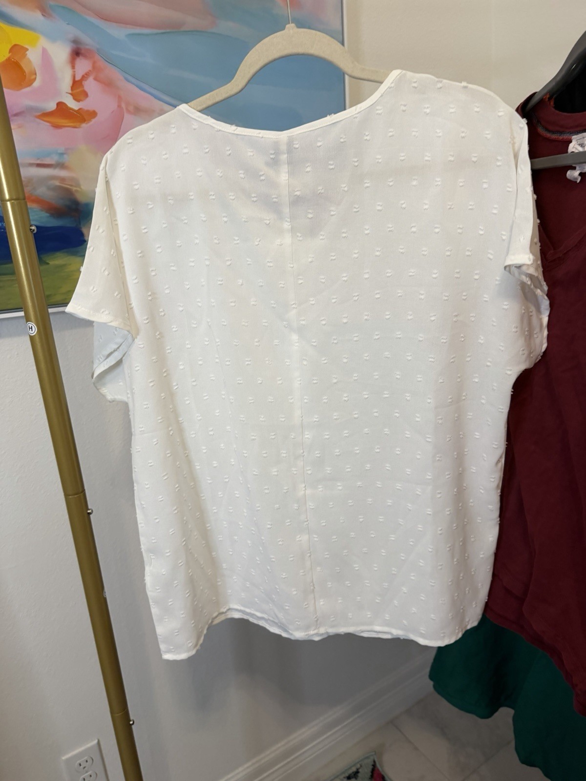 Women’s White NWT Short Sleeve Oversized V Neck Blouse