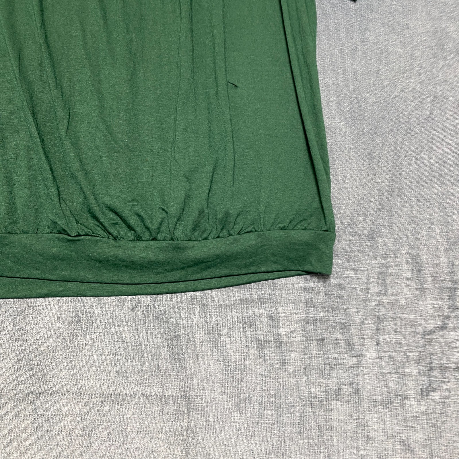 Dokotoo Blouse Top Womens XL Dark Green Summer Wear Pleated V-Neck Shirred Hem