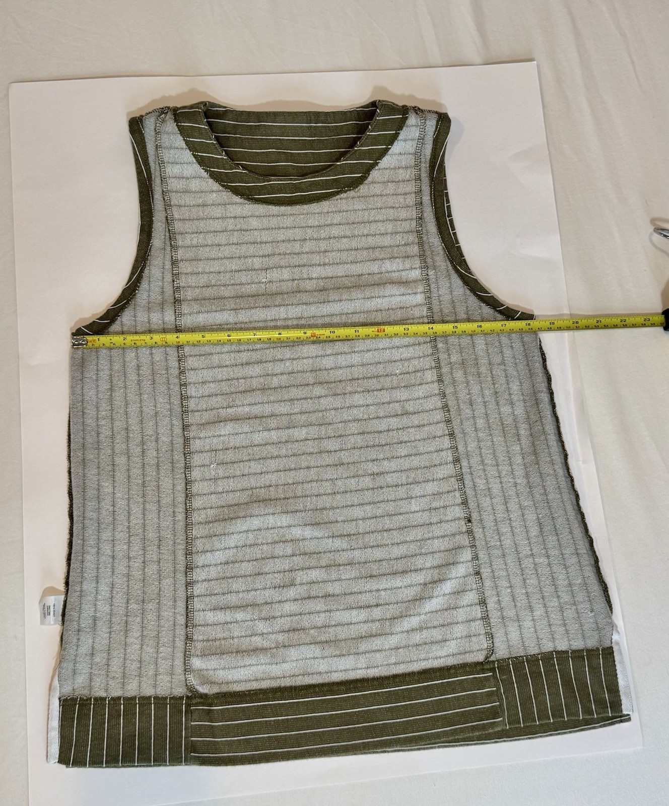 J.CREW Green/White Striped 100% Cotton Knit Scoop Neck Tank Top Pullover M
