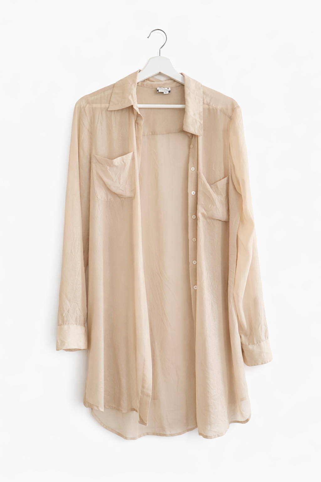 Haute Hippie Lurex Chiffon Blouse Size L Sheer Metallic Button Down Top