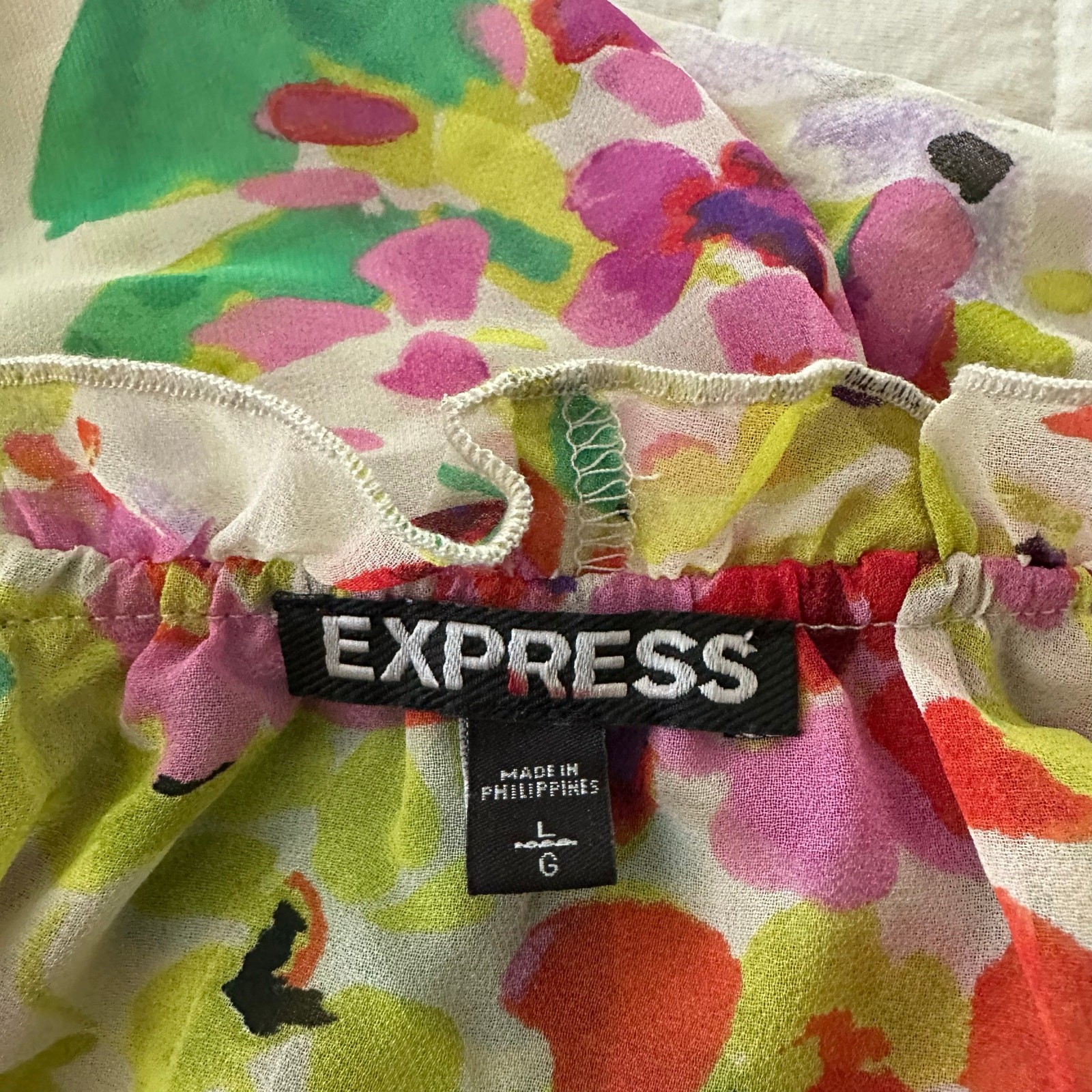 Express Blouse Womens Large Colorful Sheer Chiffon Flutter Y2K Fairy Coquette