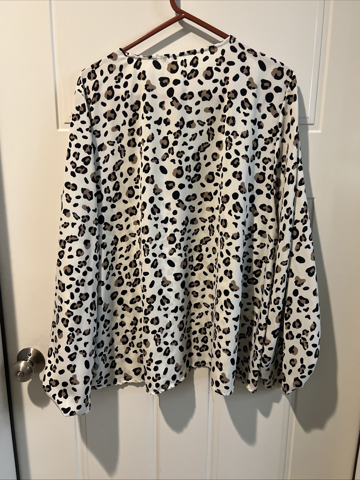 (501). Mary Square Womens XL Blouse Leopard Print Top