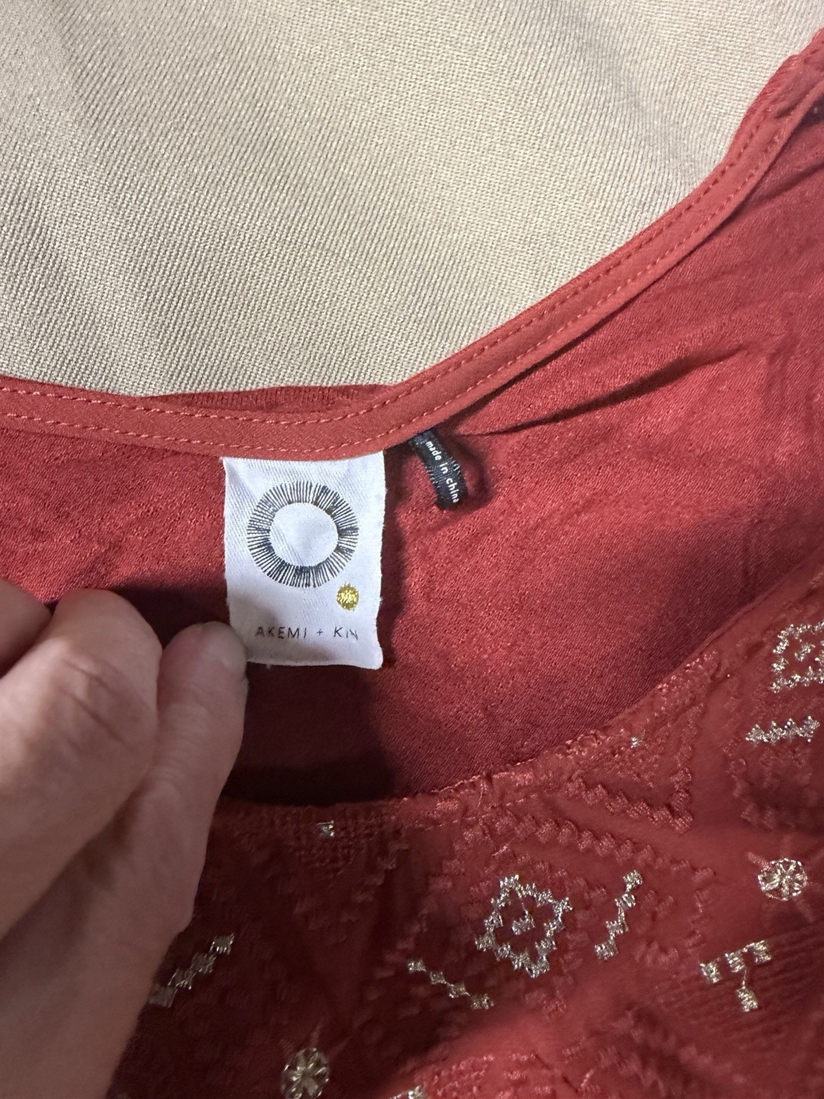 Akemi + Kin Women’s Flowy Top Anthropologie Arcana Orange Metallic Size S