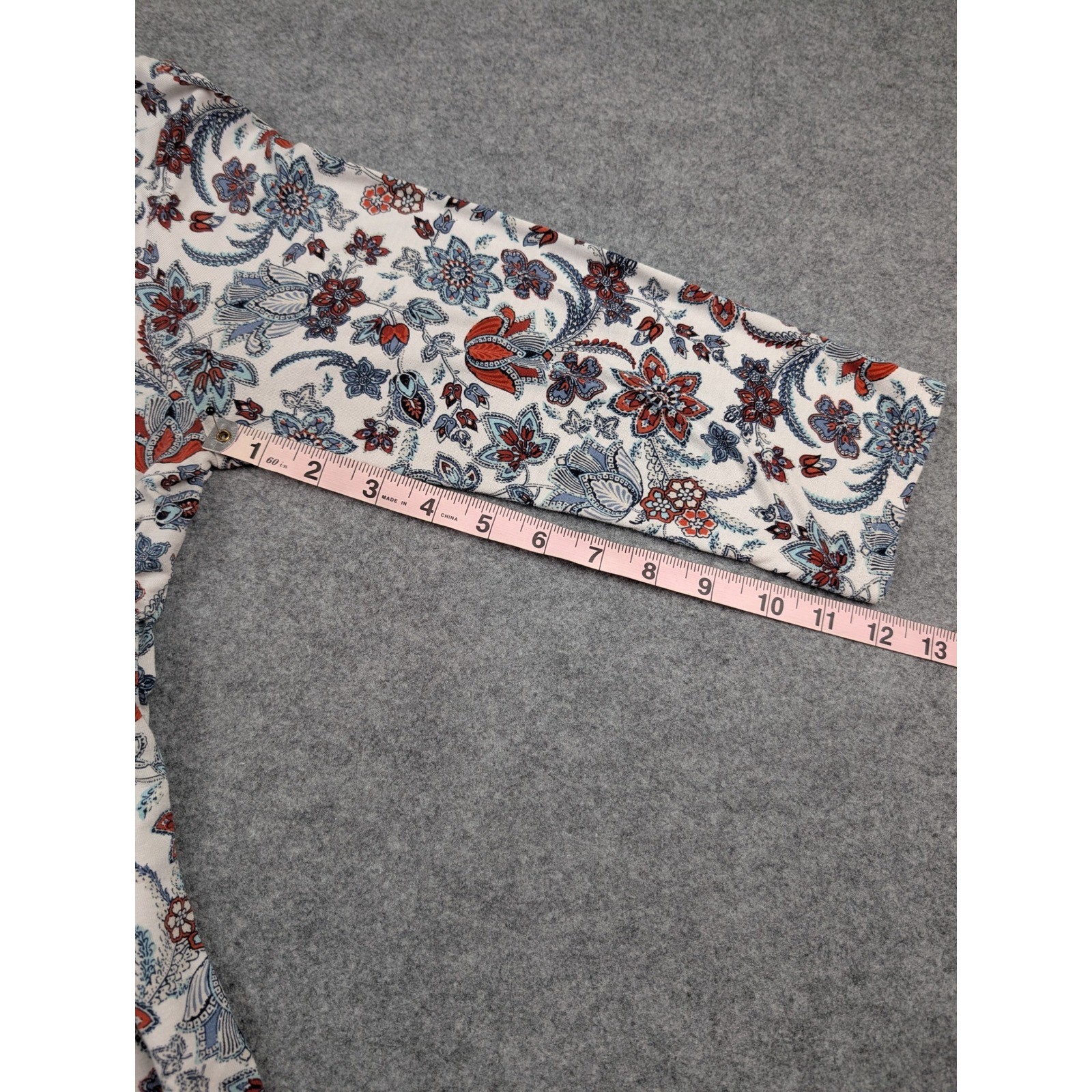 J.Jill Wearever Floral Paisley Button Back Tunic Top Rust Blue Small
