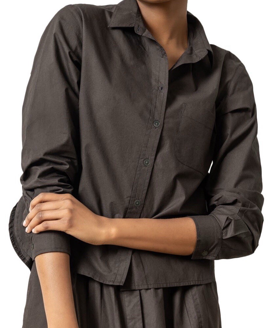 Lilla P Easy Poplin Button Down Shirt Women Size L NWT Classic Chic Top