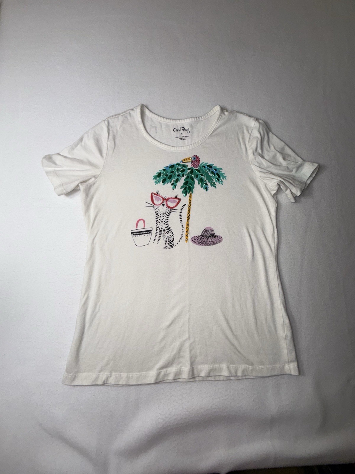 Coral Bay Shirt Size Small Cat Palm Tree