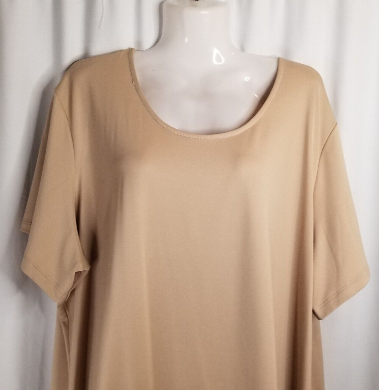 Susan Graver Women’s Top Blouse Liquid Knit Beige Essentials Career Travel 2X