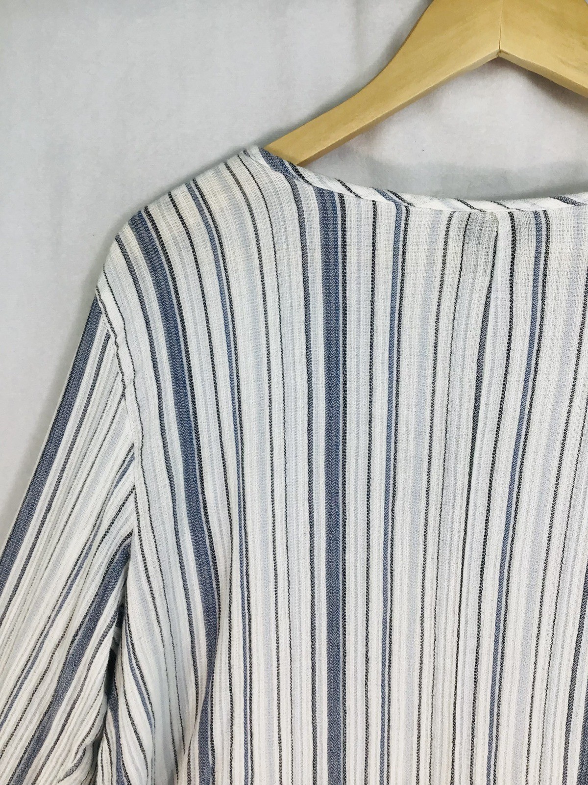a.n.a. Striped Peasant Blouse Women’s L Boho Cottage core Cotton Baby doll Top
