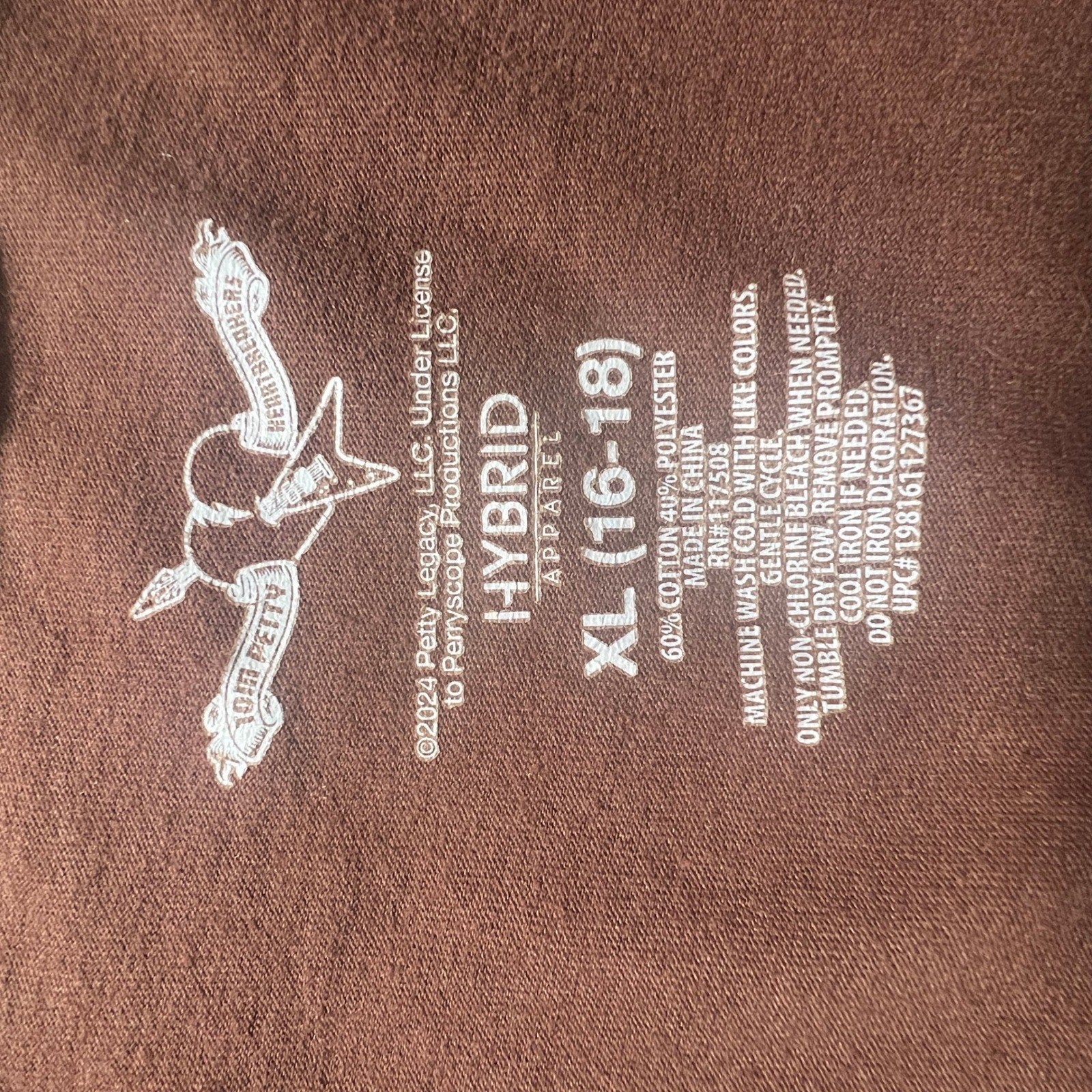 Tom Petty and the Heartbreakers Live 1986 Tour Graphic T-Shirt Brown XL 16-18
