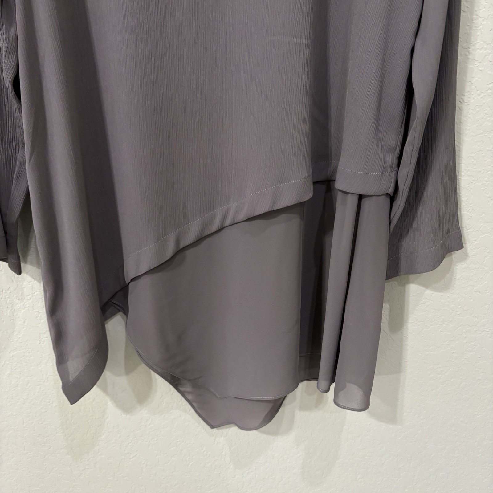 Soft Surroundings Tunic Top Small Gray Purple Asymmetrical Hankie Hem Layered