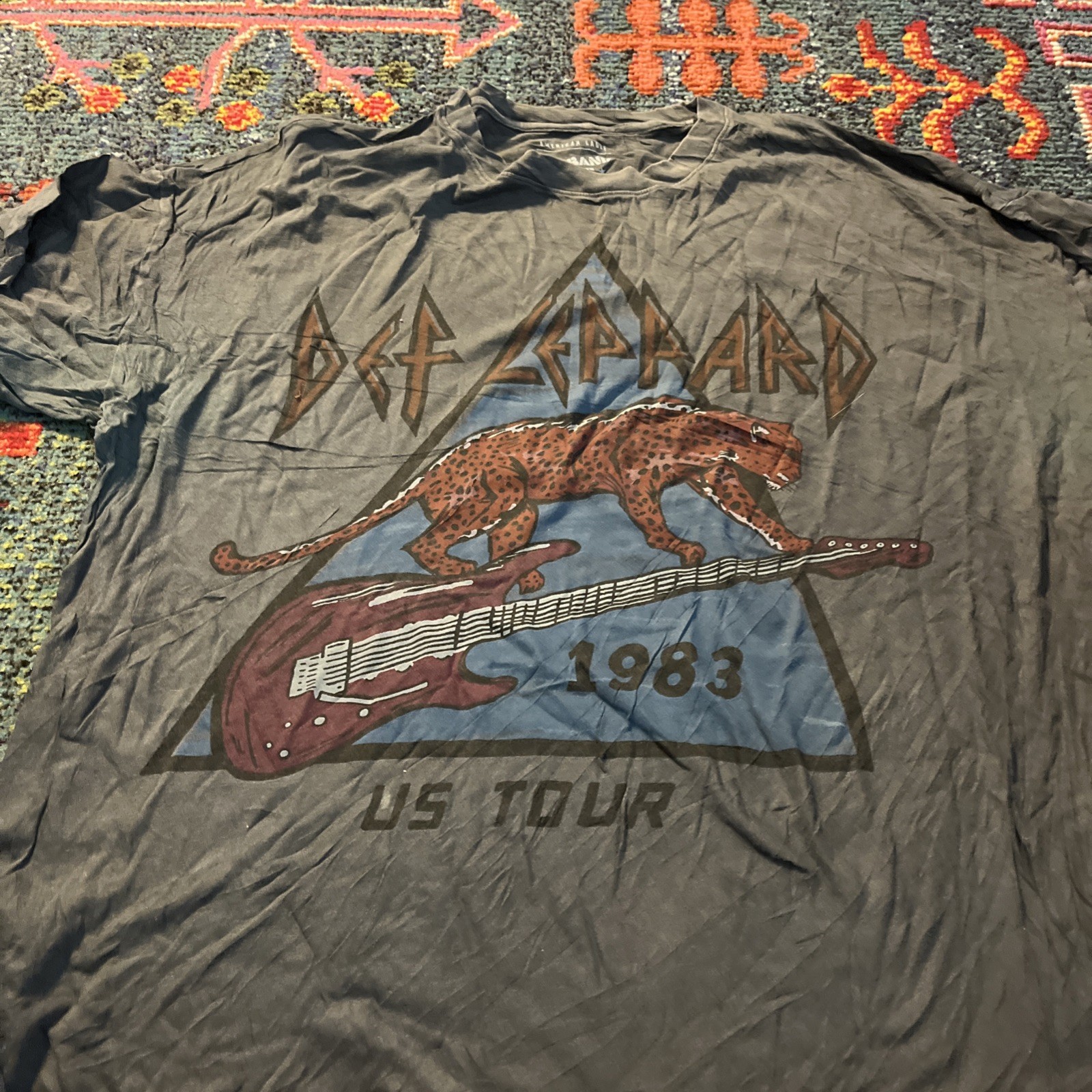 Def Leppard 1983 US Tour American Eagle Band T-Shirt Rock Tee L-XL