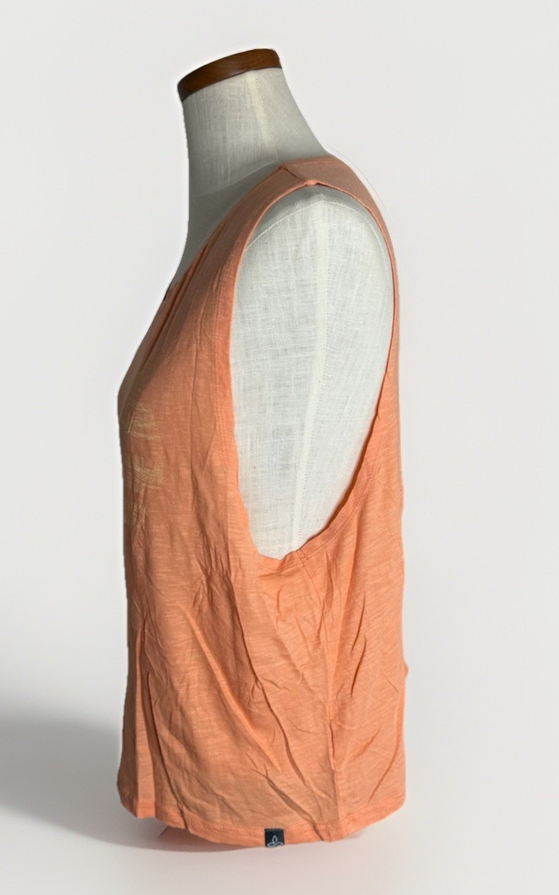 prAna Women’s Orange Heather Sleeveless Graphic Tank Size S