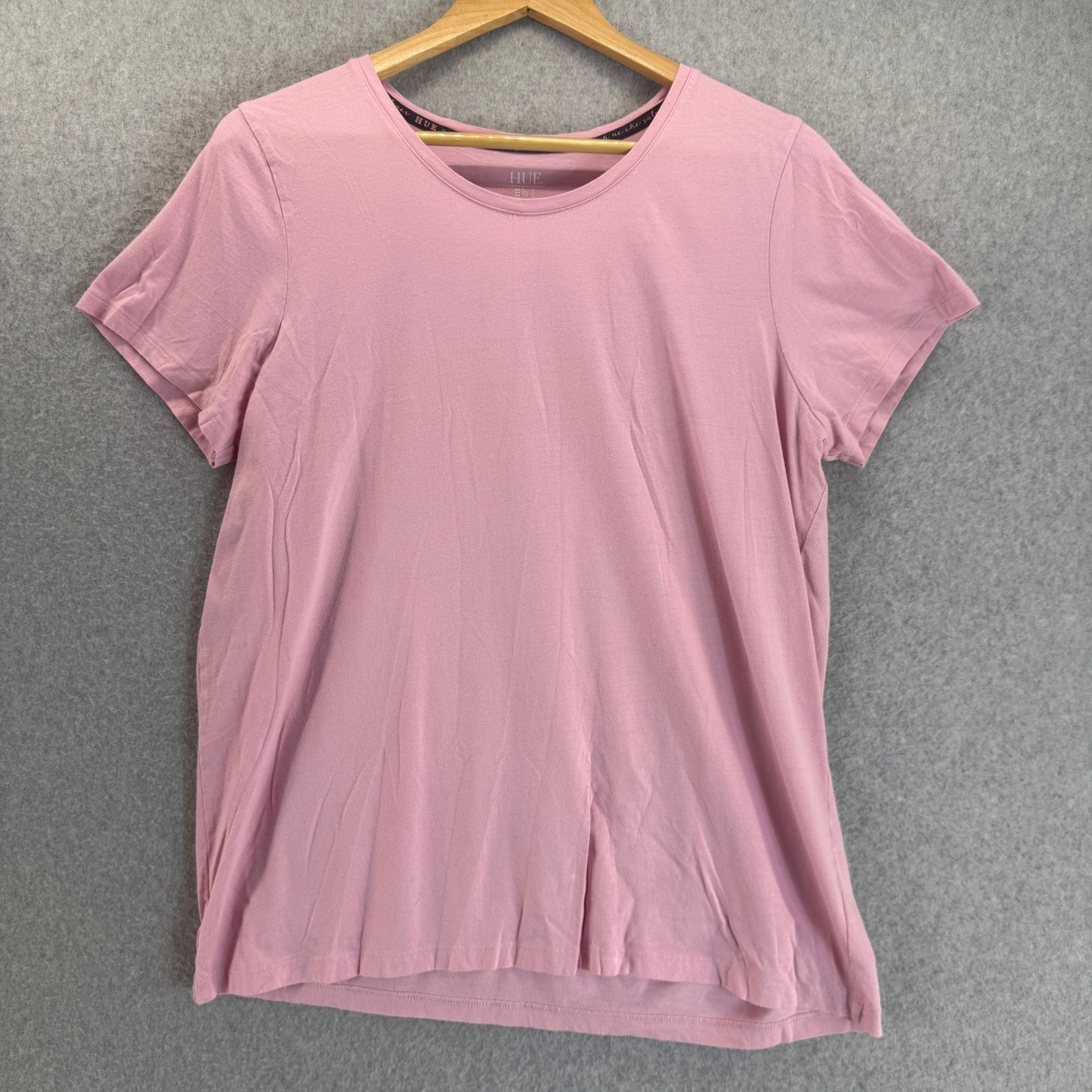 HUE Soft T-Shirt Tee Everyday Top Short Sleeve Bubblegum Pink Womens Size XL