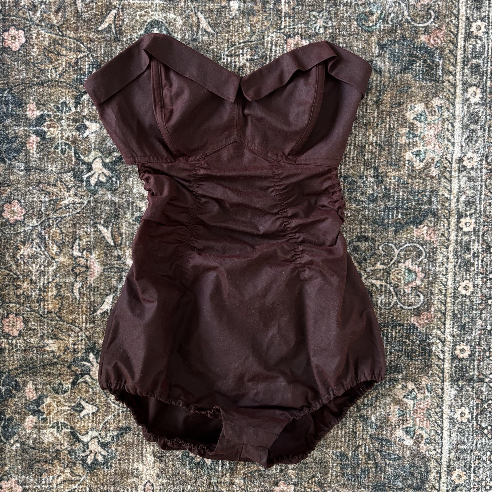 Maison Margiela AW22 Waxed Cotton Bodysuit Burgundy Size 40 Women’s One Piece