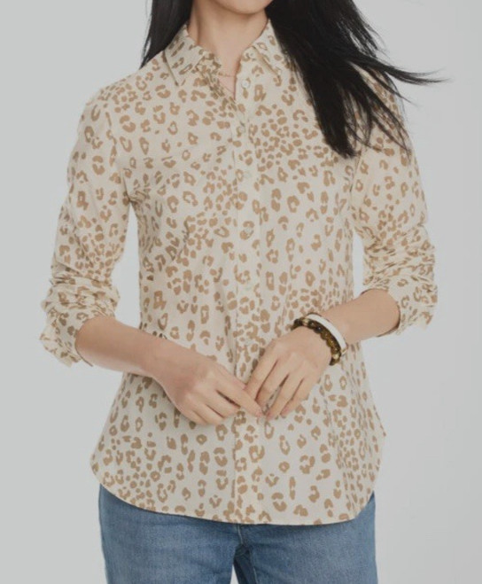 NWT NEW PRE FALL TALBOTS LARGE MODERN CLASSIC LEOPARD PRINT BUTTON SHIRT $94.50