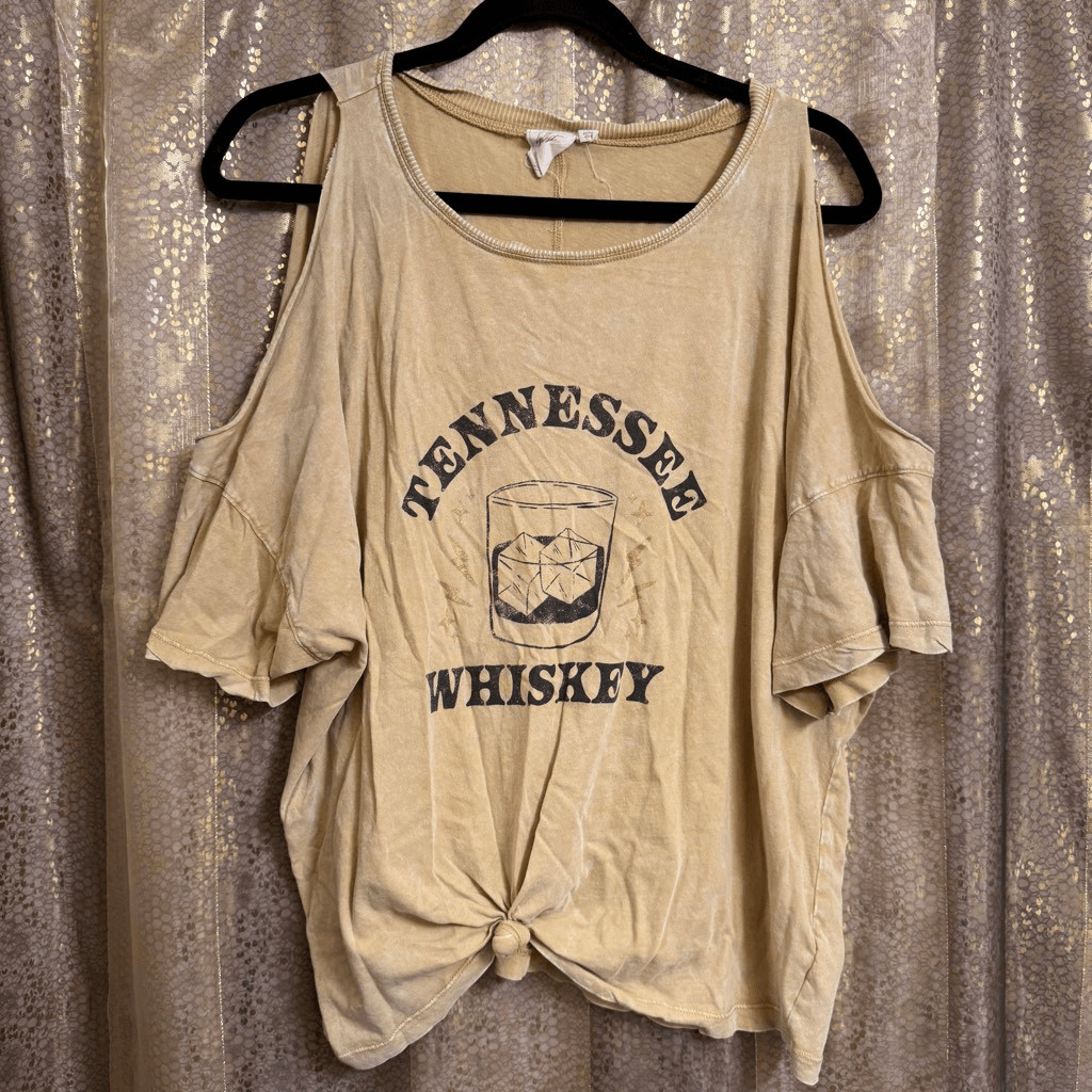 White Crow Yellow Tennessee Whiskey Cold Shoulder Graphic Tee XL