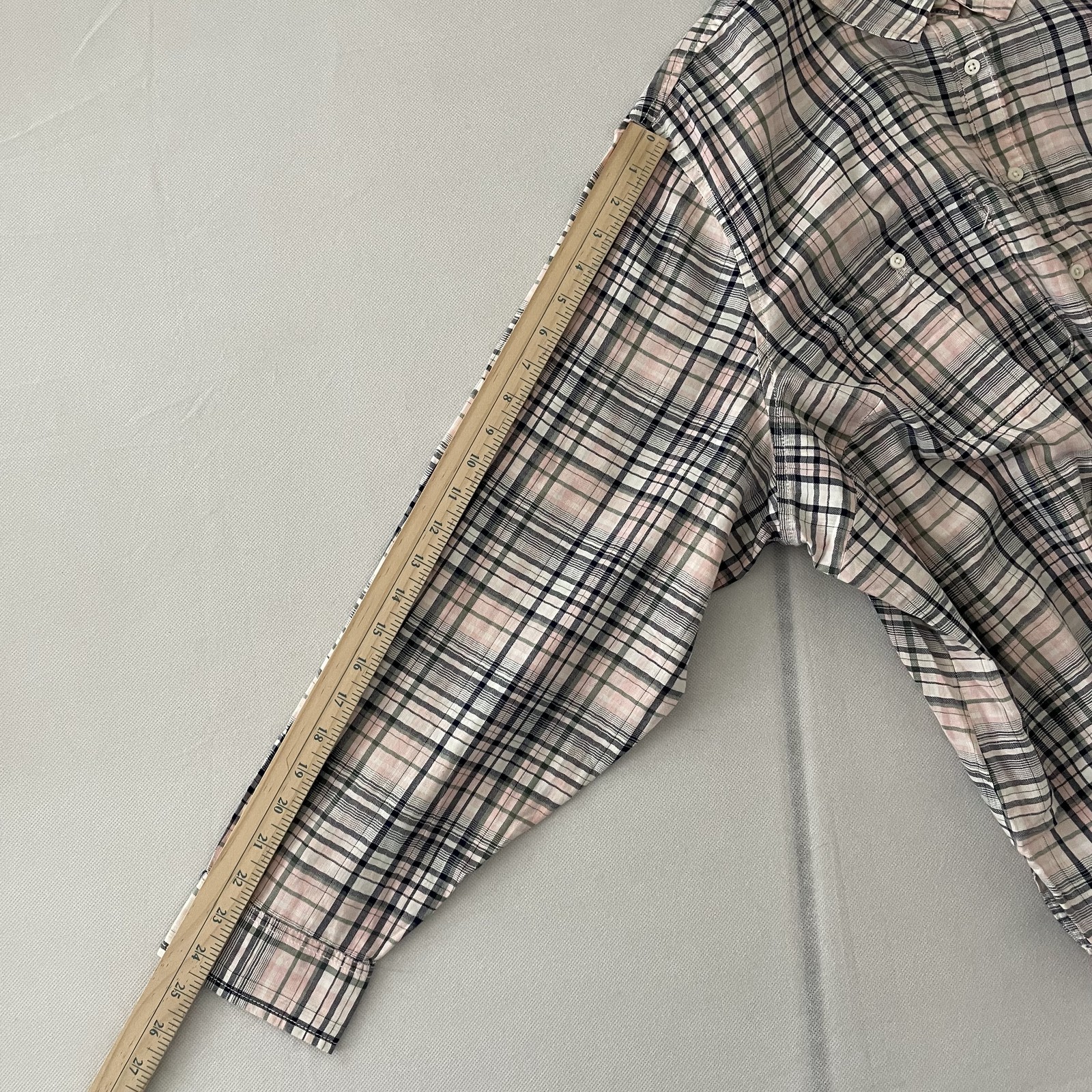 NWT St. John’s Bay Plaid Button-Up Long Sleeve Shirt Pink Cotton Women Size 3X-C