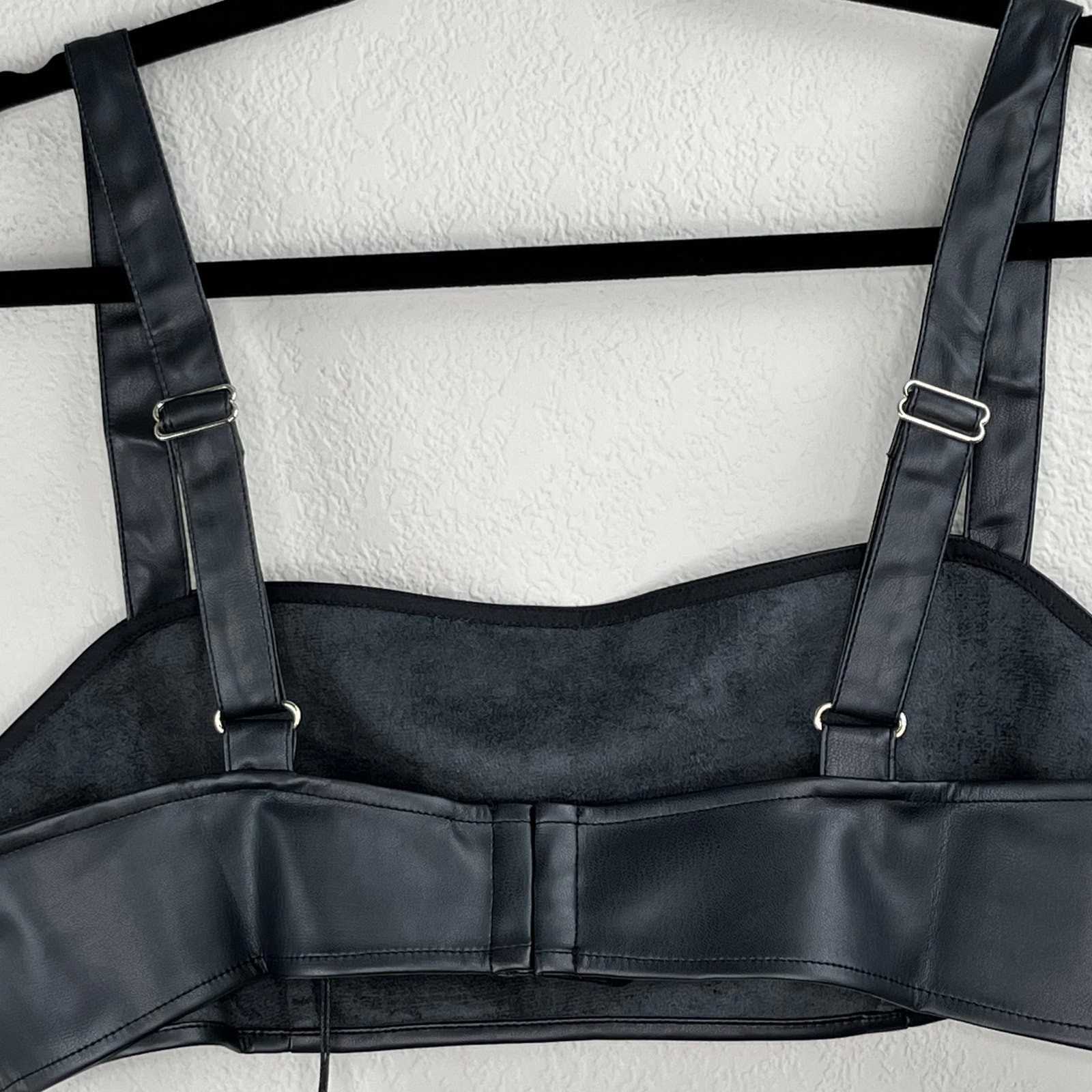 WeWoreWhat Black Vegan Leather Corset Cropped Bustier Tank Top XL NWT Revolve