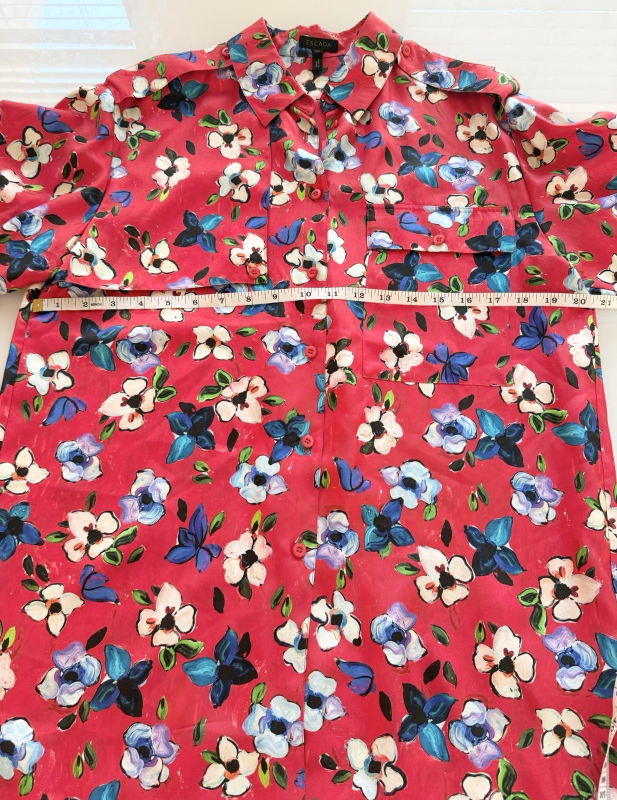 ESCADA Resort 2019 Floral Silk Blouse Oversized Women’s Sz 36 US 4-6 New