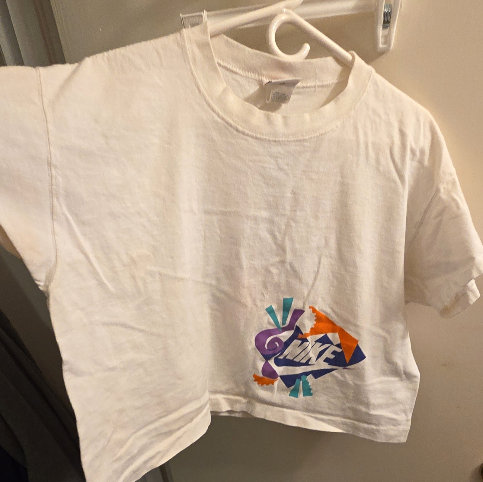 Nike White Double-Sided Graphic Logo Cotton Knit Crew Neck Tee M