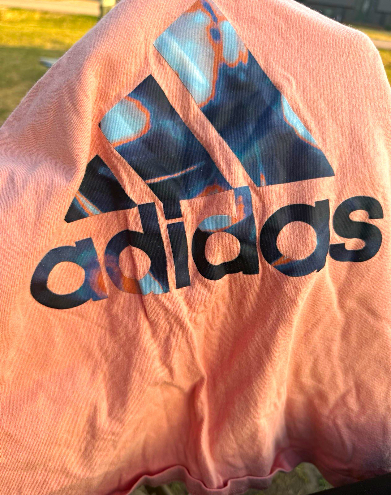 adidas x Zoe Saldana Ambient Blush Cropped Logo Tee Shirt Peach Women’s Plus 1X