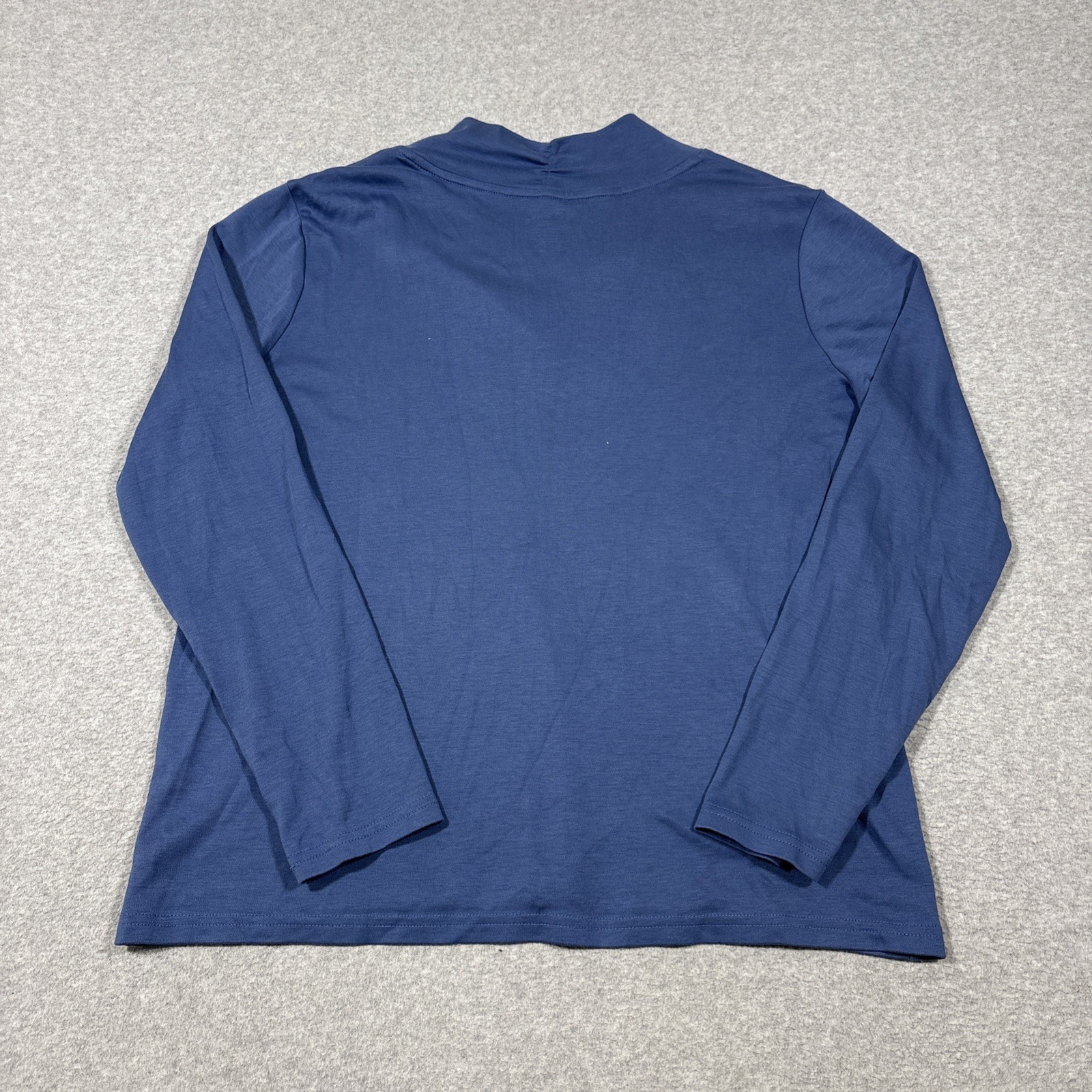 L.L.Bean Women’s Sz L Pima Cotton Tee Large Blue Shawl Collar Long Sleeve Soft