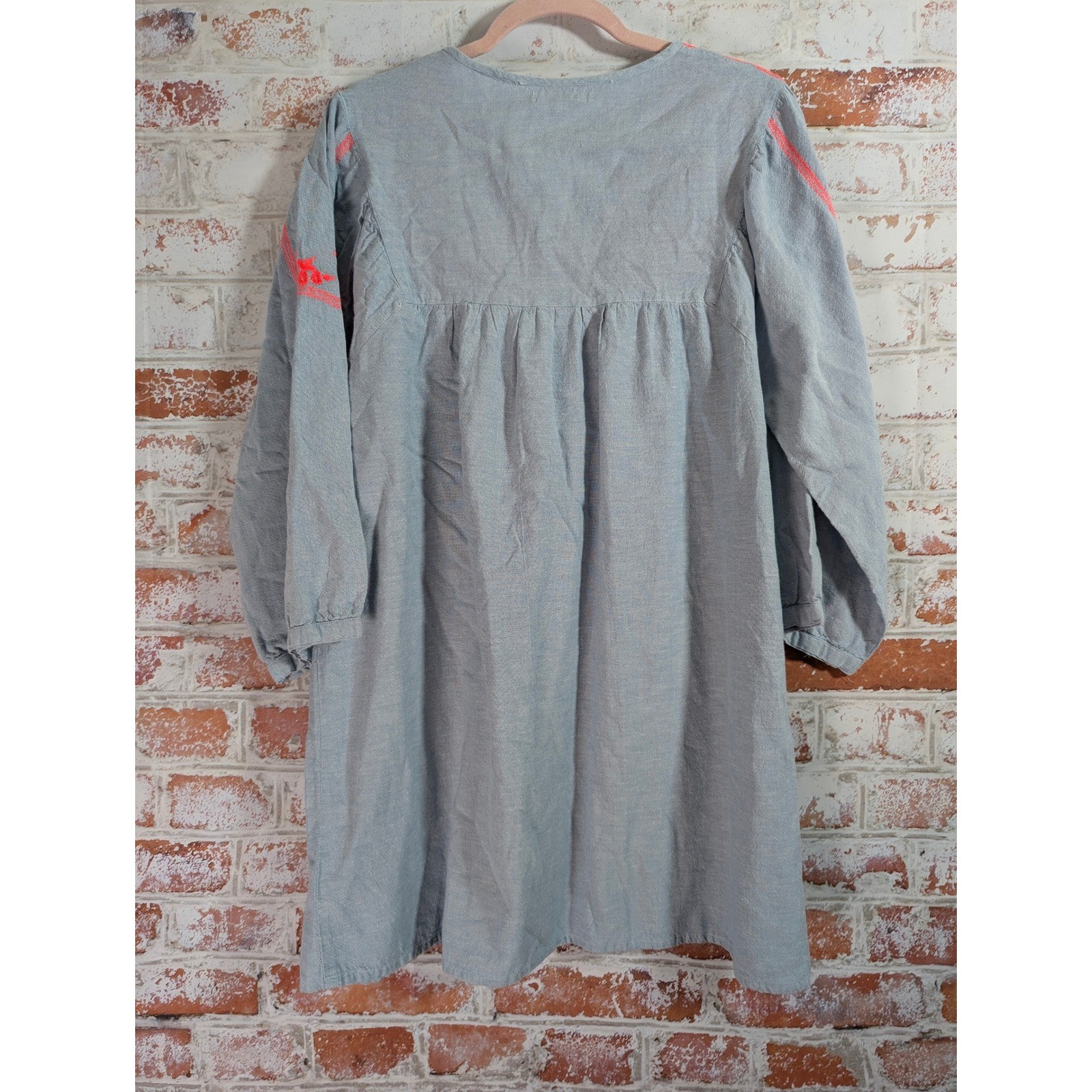 Velzera Tunic Top Women 2XL Blue Orange Embroidered Boho Cotton Tassel 1627