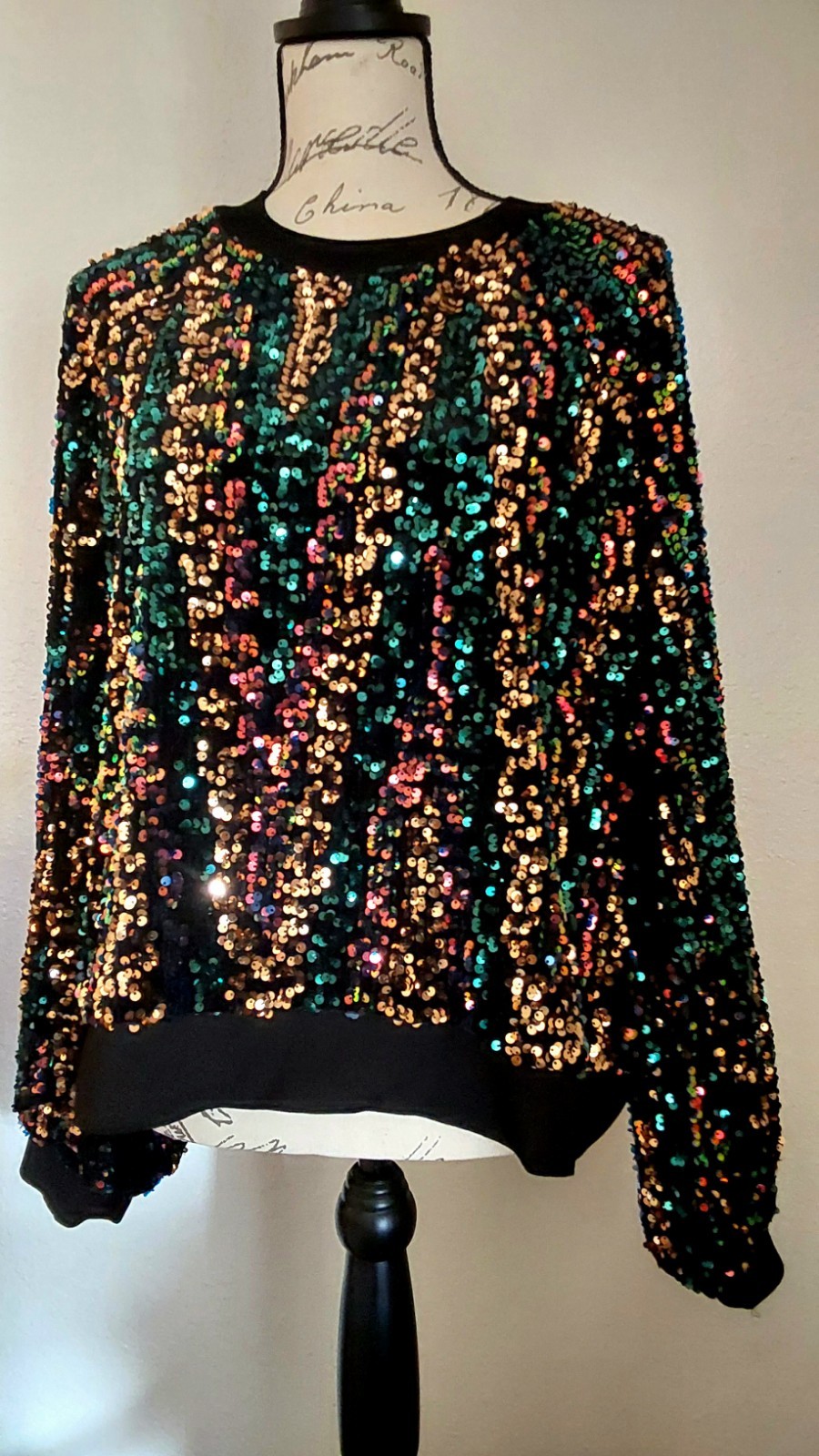 NWT Anthropologie Stella Nova “KINDA” Sequin Blouse Sweatshirt Top Size 10