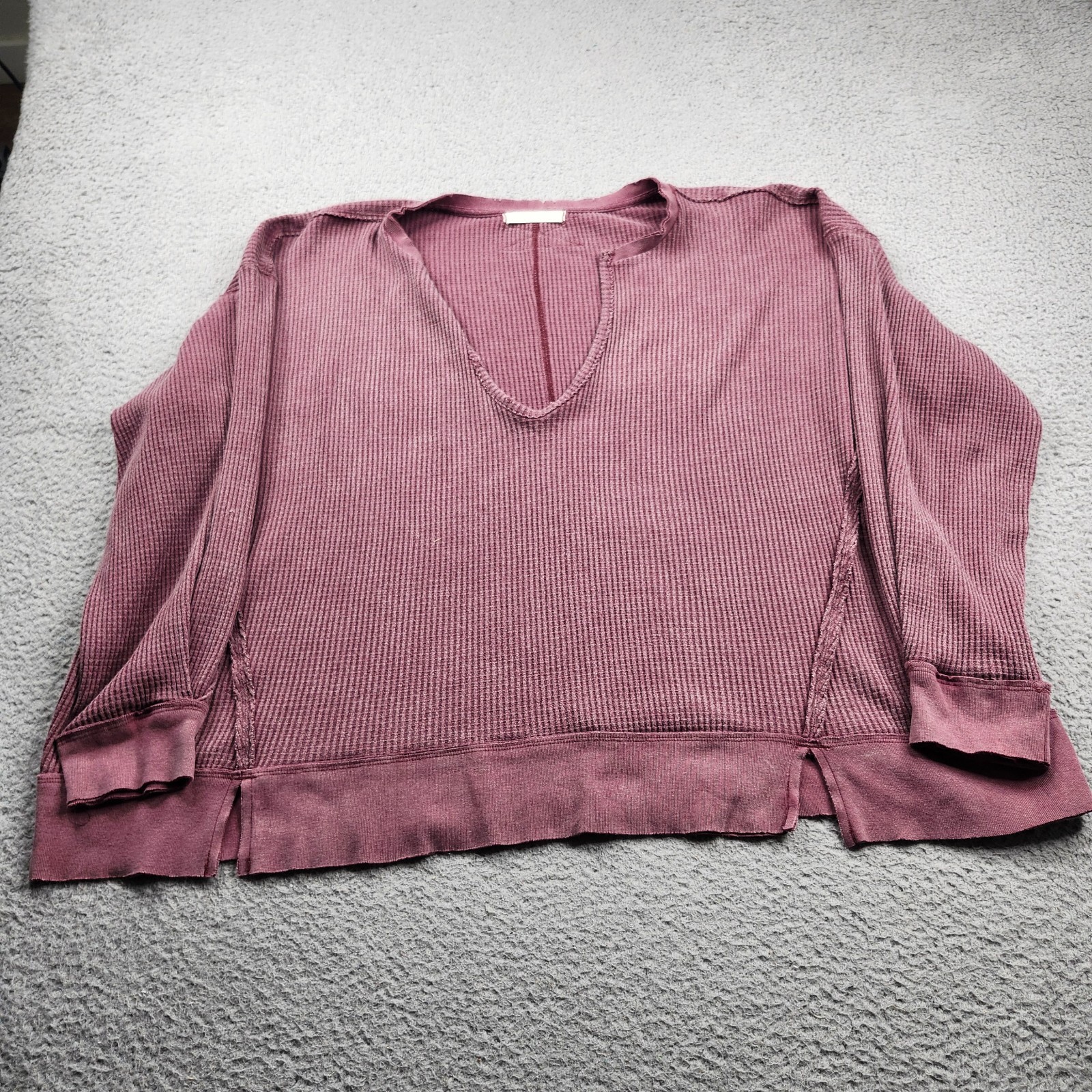 We The Free By Free People Buttercup Thermal Scoop Neck Top Womens Large Pink