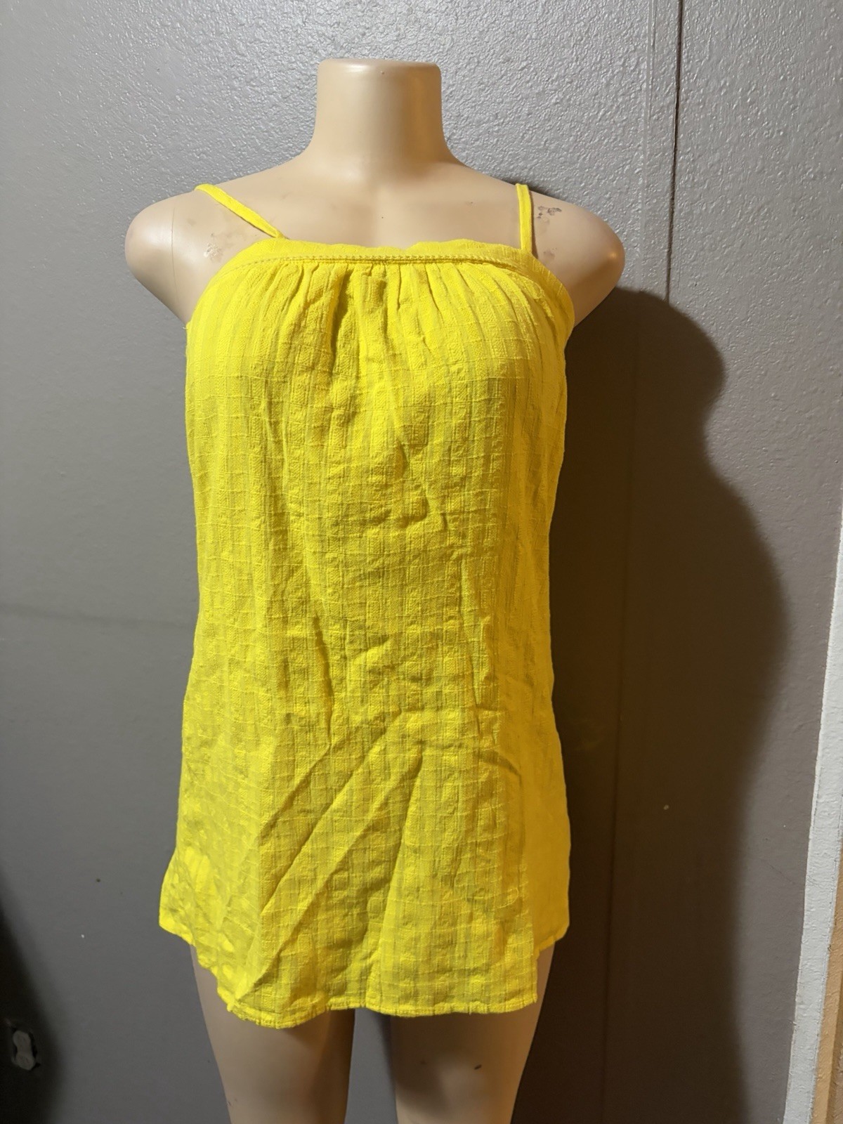 Art Class Teens L (10/12) Yellow Solid Square Neck Spaghetti Strap Cami Tank