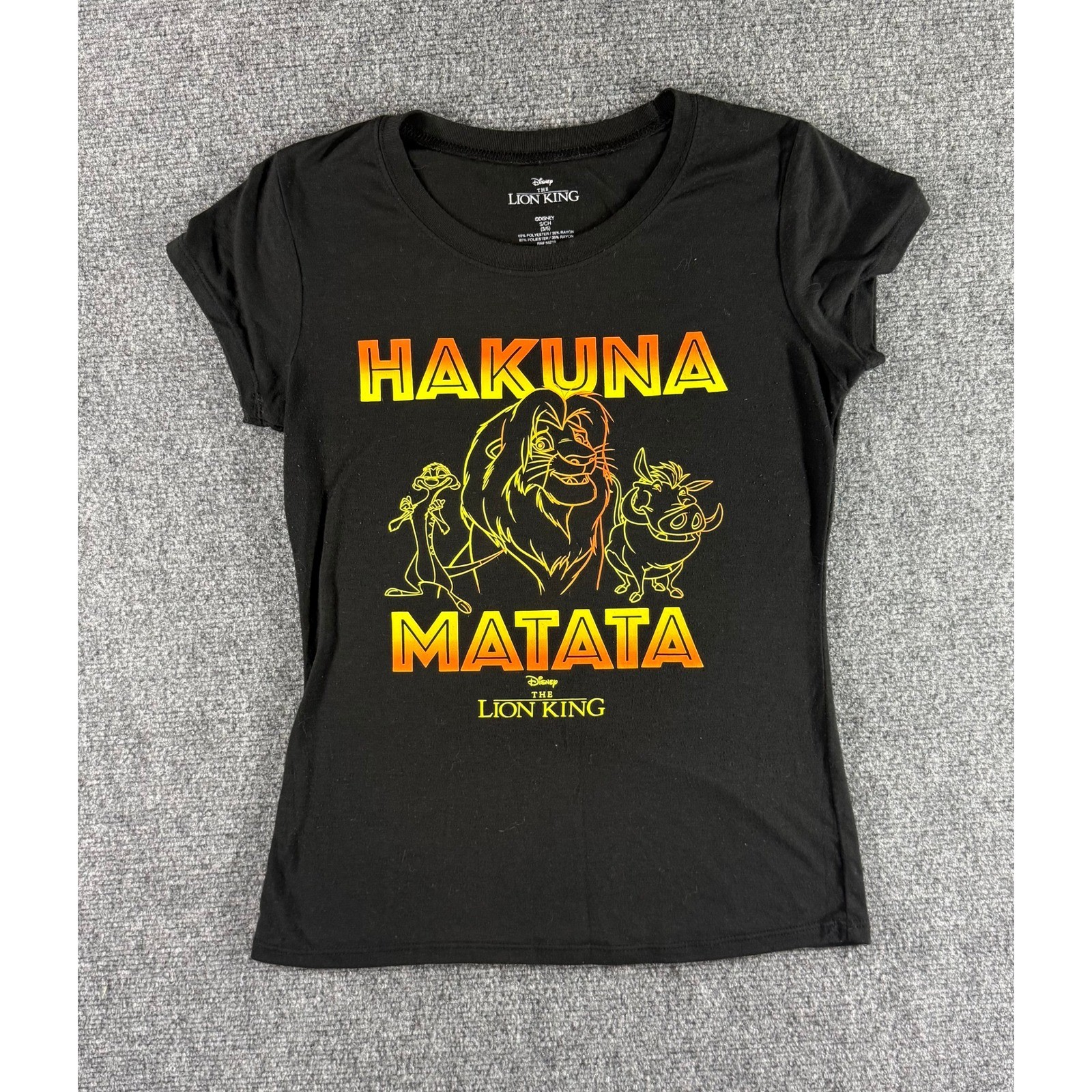 Disney The Lion King Hakuna Matata Graphic T-Shirt Black Women Small S/CH 3/5