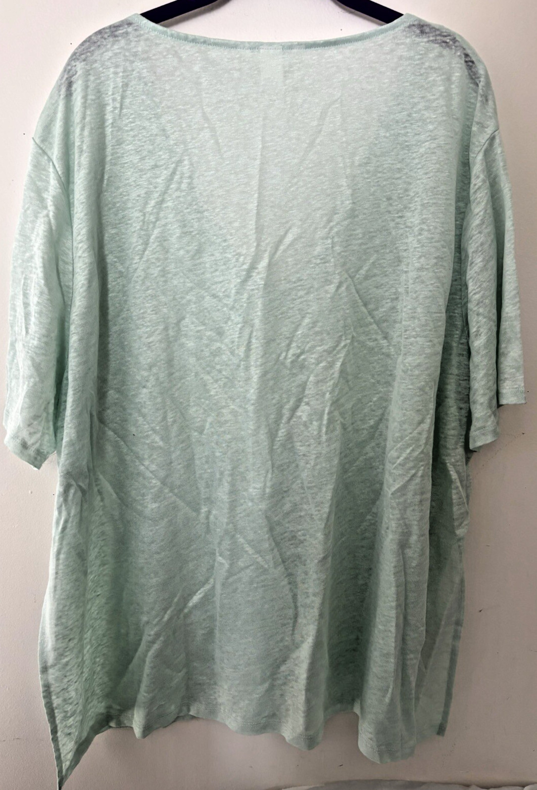 NWoT H&M Short Sleeve Linen T-Shirt Top V neck Lt Teal Size XXL