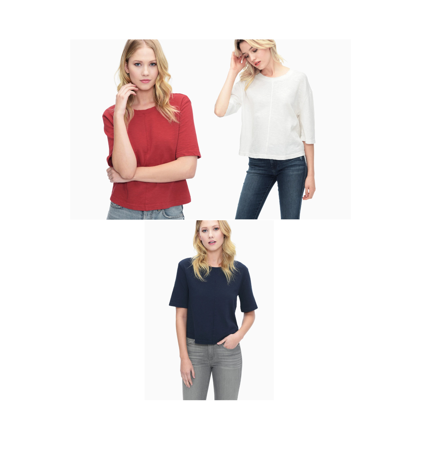 NWT Splendid Women’s Cotton Slub Elbow Sleeve Tee Red, White, and Blue $65
