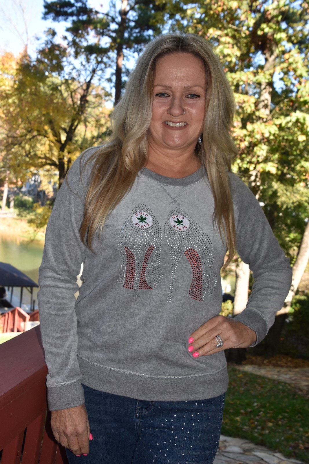 Ohio glitter & rhinestone bling velour sweatshirt size small