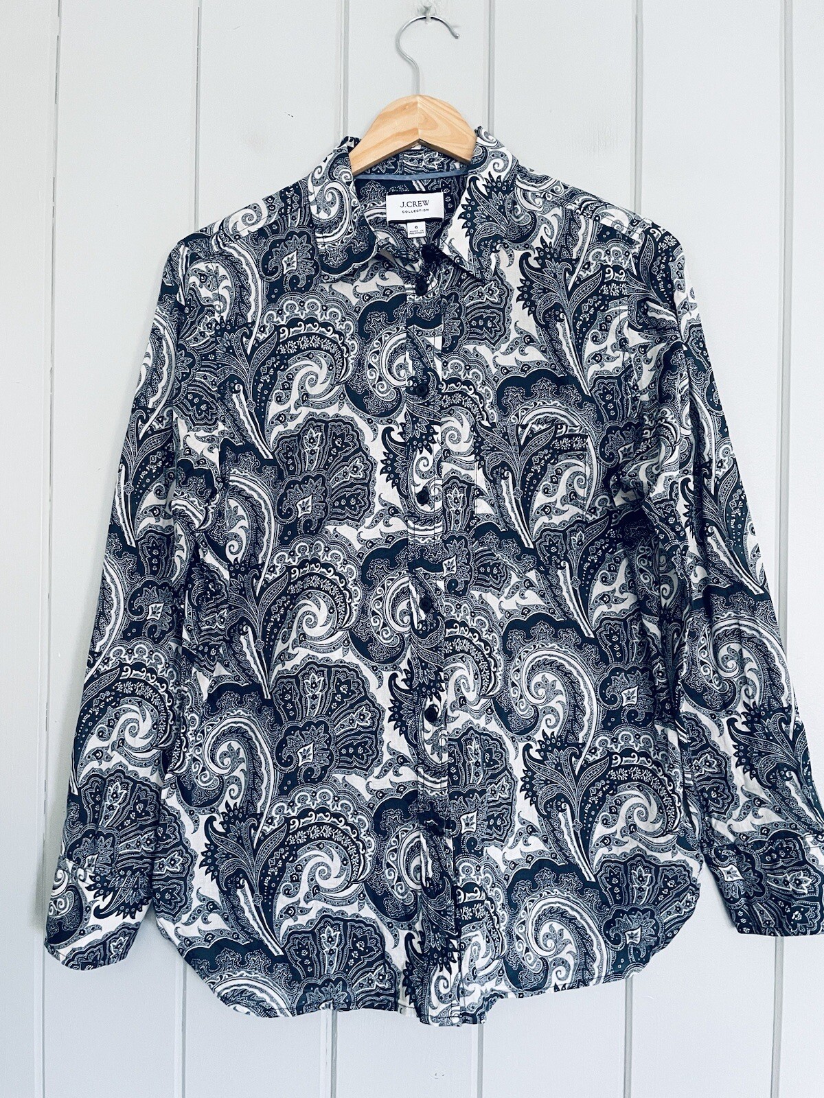 J. Crew Collection Top 6 Classic Fit Ratti Midnight Paisley AY687 Button Up