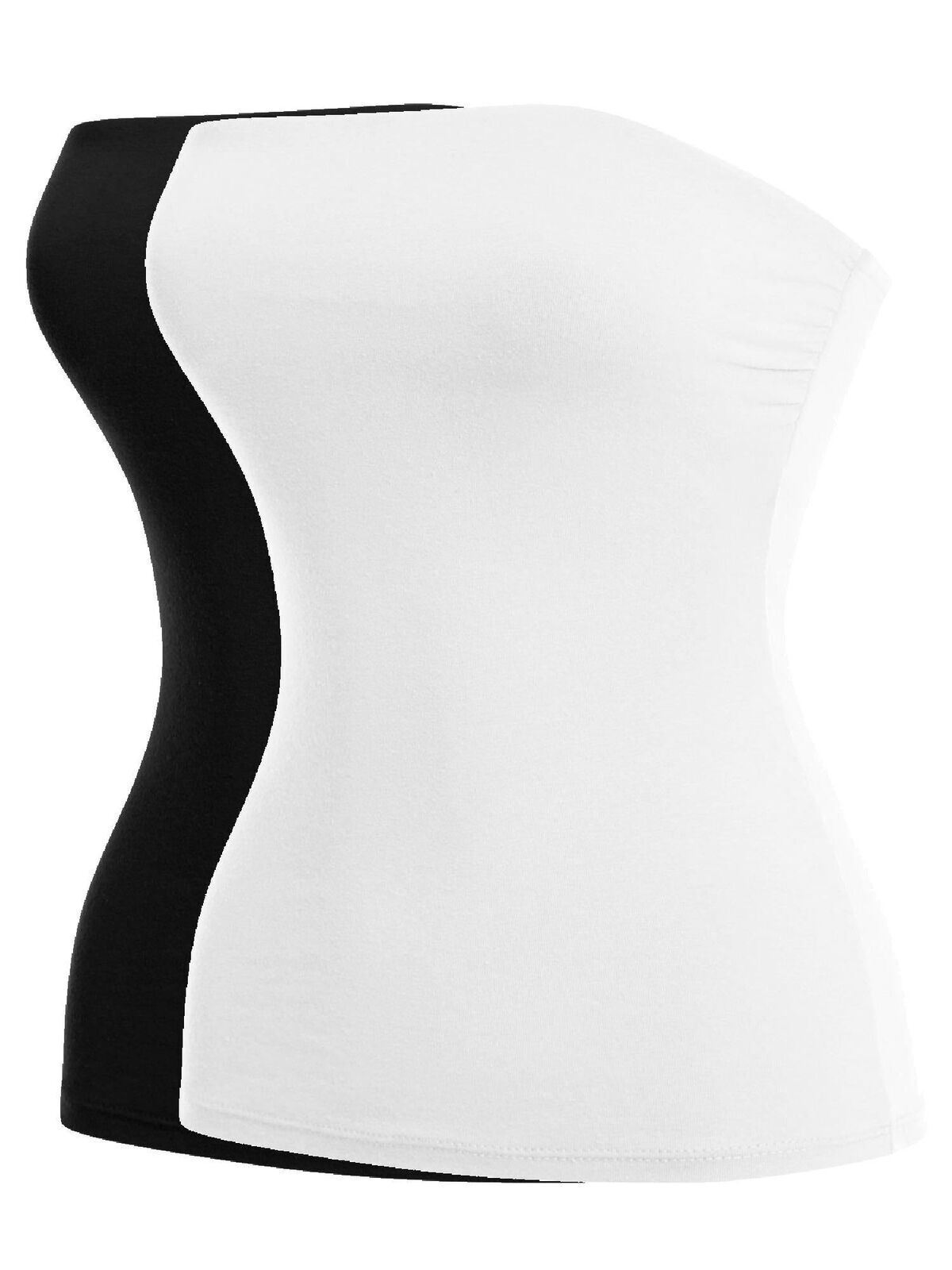 MixMatchy Basic Solid Stretchy Cotton Long Bandeau Tube Top
