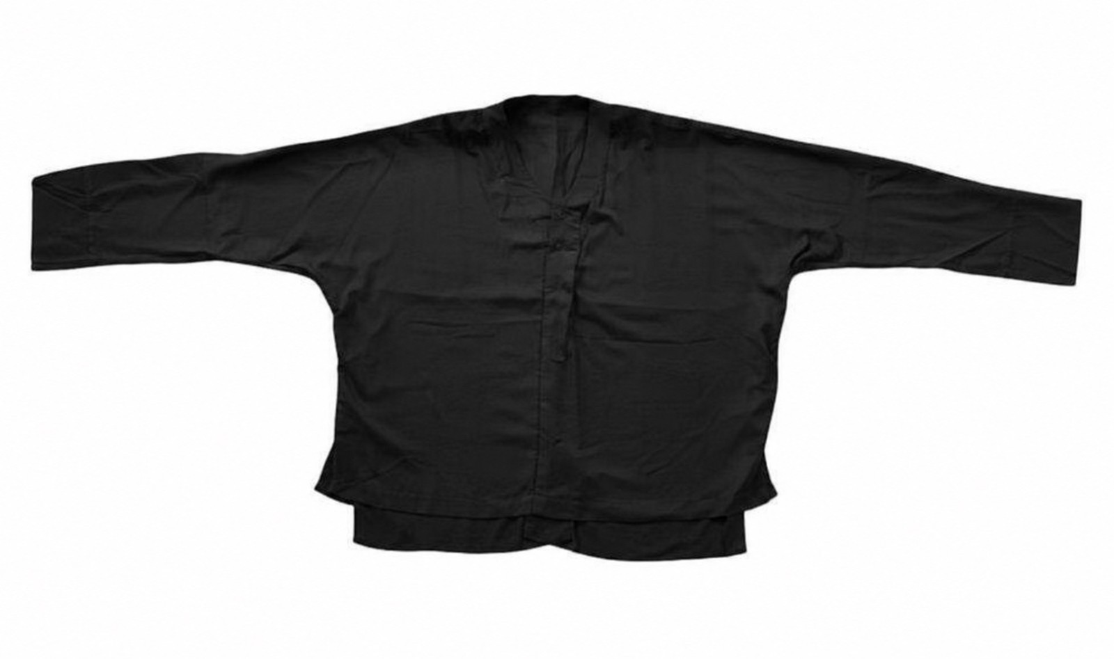 Women’s Black Lightweight Blouse Oversized Dolman Sleeve V-Neck High-Low Top – M