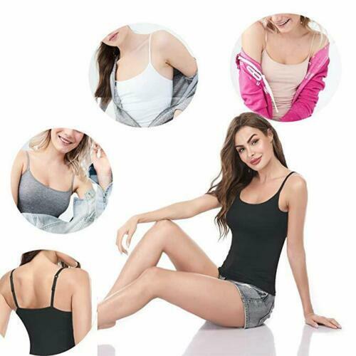 Women’s Basic Spaghetti Strap Cami Camisole with Built-in Bra Pad Tank Top Layer