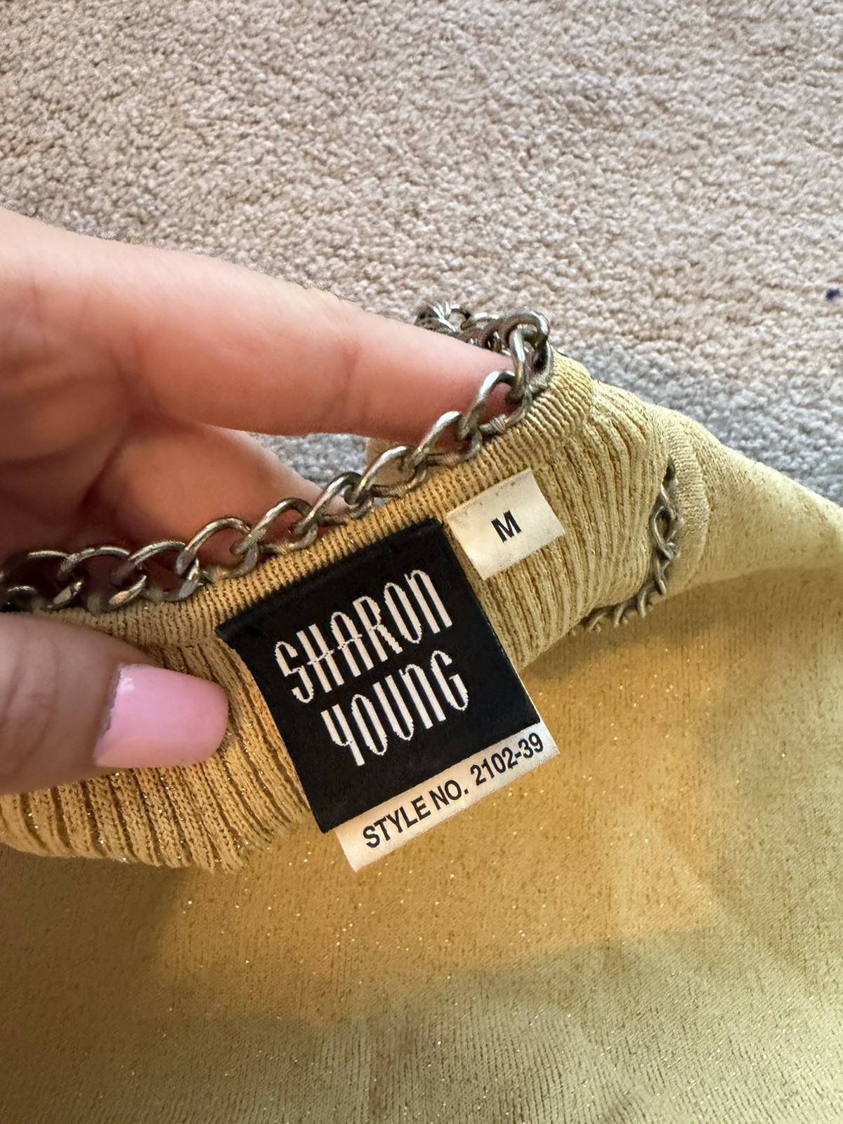 Sharon Young Women’s M Yellow Gold Tank Top Sleeveless Stretch Scoop Neck