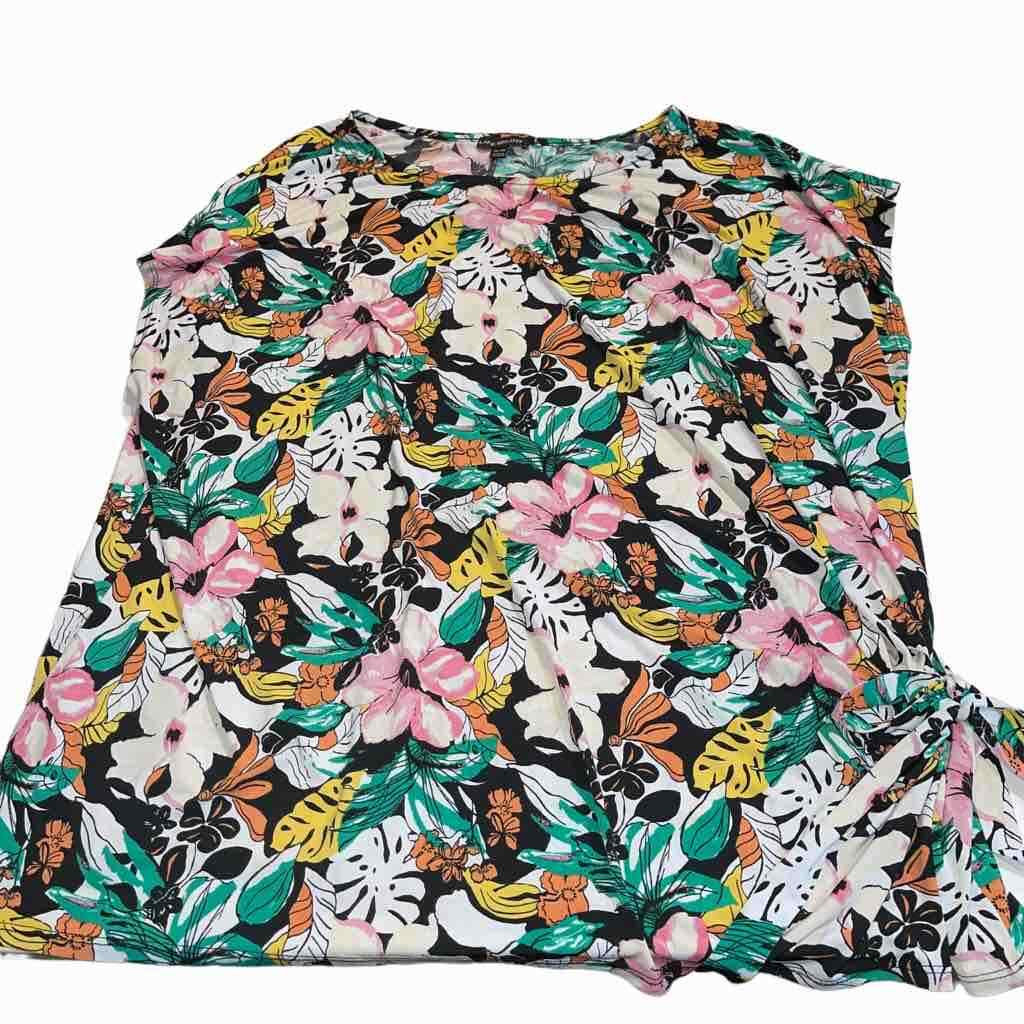 Lane Bryant Black, Green, Pink Floral Sleeveless Top – Size 26/28