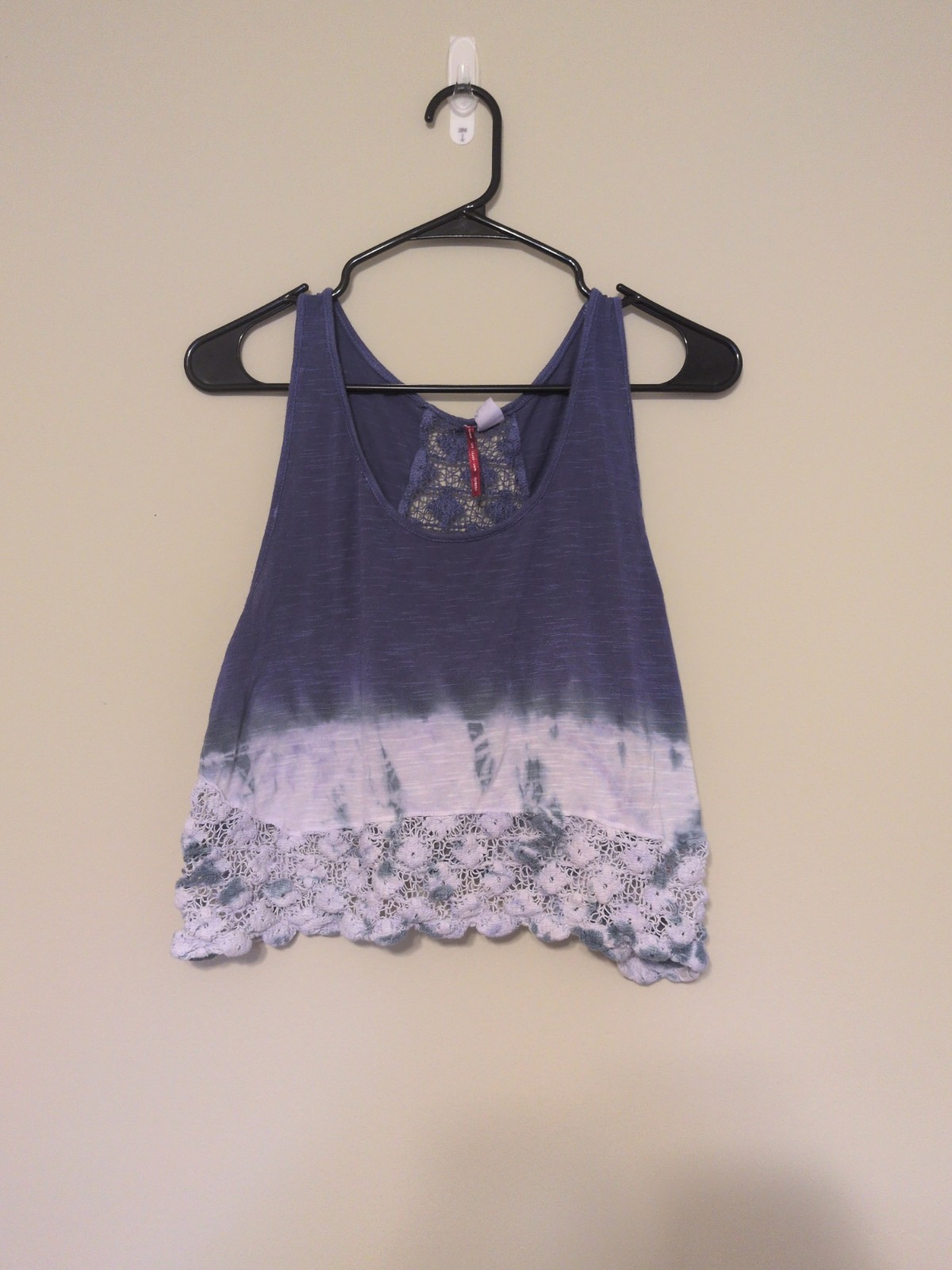 Live Learn Grow Element Ombre Boho Hippie Tie Dye Tank Top With Crochet Flowers