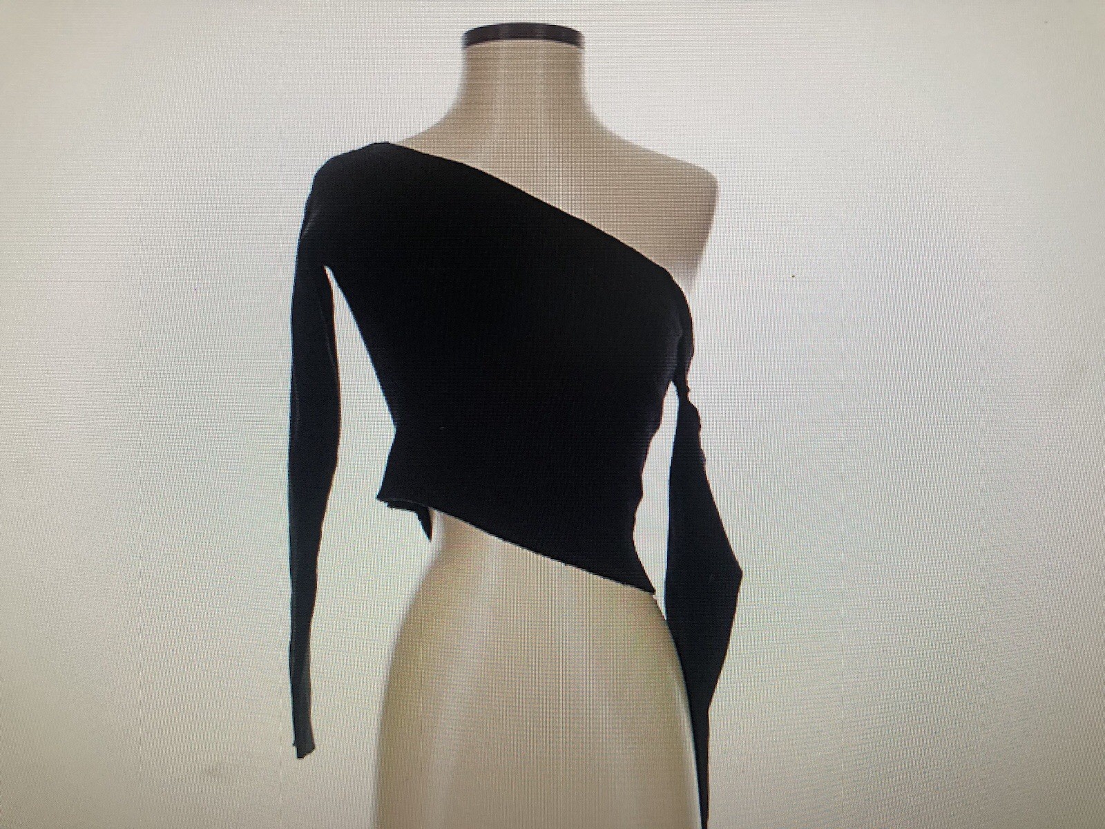 Bebe Black One Shoulder Asymmetrical Crop Top Size Small