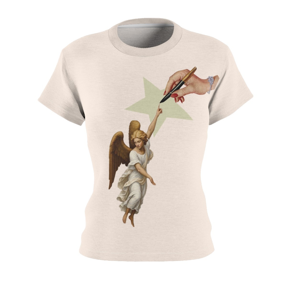 Women’s Angel Shirt Top (XS-XXL) Cream and Blue. Brand New, never worn.