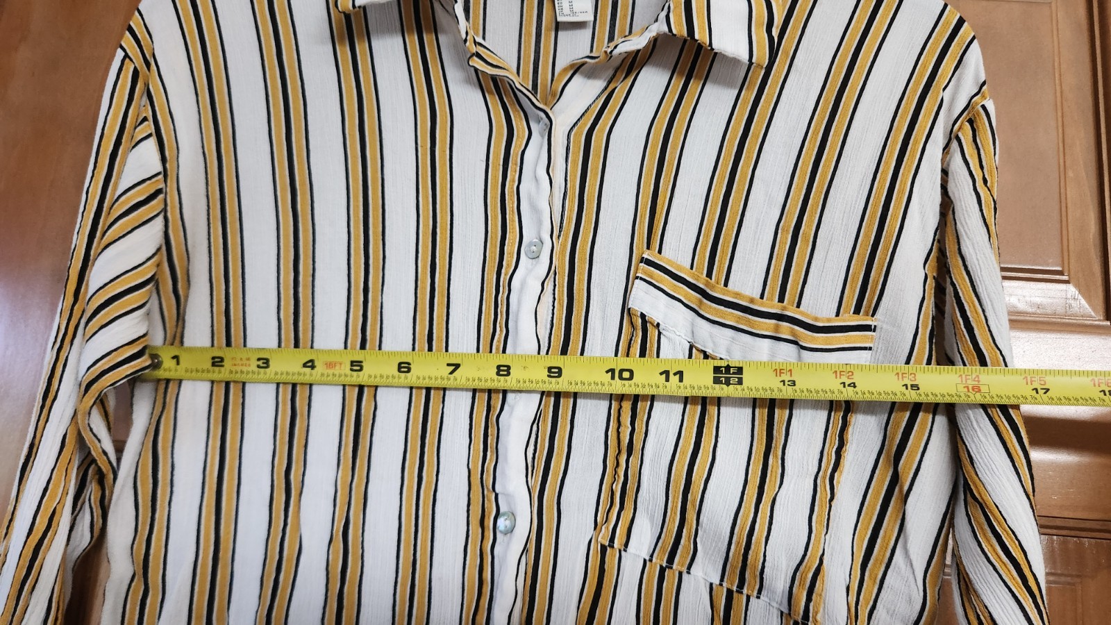 Forever 21 Contemporary Medium Striped Shirt Dress Button Down High Split Yellow