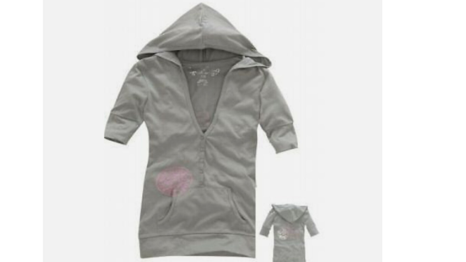 NEW W/TAG SZ SMALL AEROPOSTALE Logo gray 1/2 sleeve LAYERING Henley HOODED