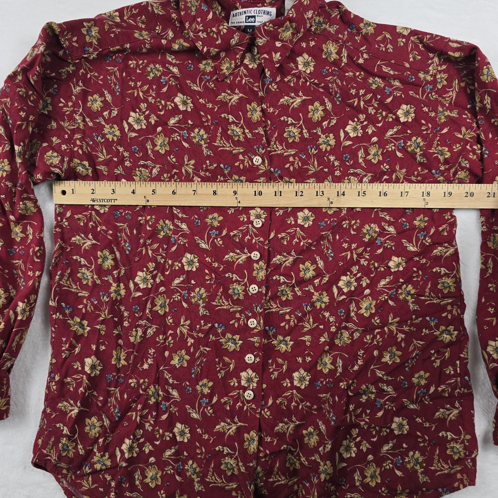 Lee Vintage Women’s Button Up Shirt Barn Red Floral Paisley Print Size Medium