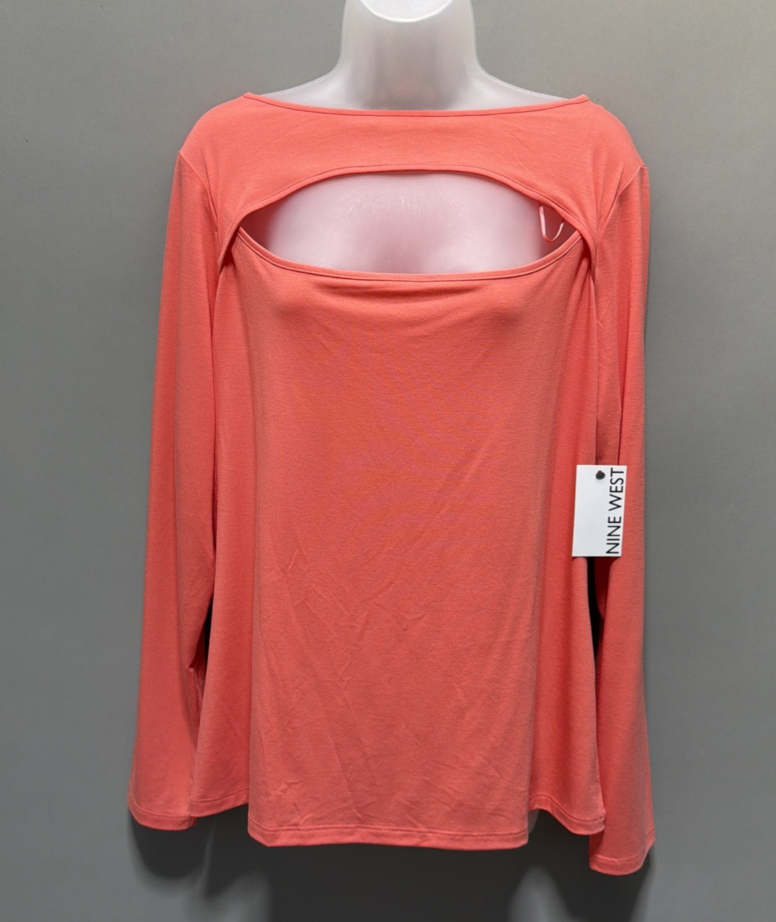 Nine West Women’s Top XXL Coral Keyhole Neckline T-Shirt Style Soft Stretch NWT