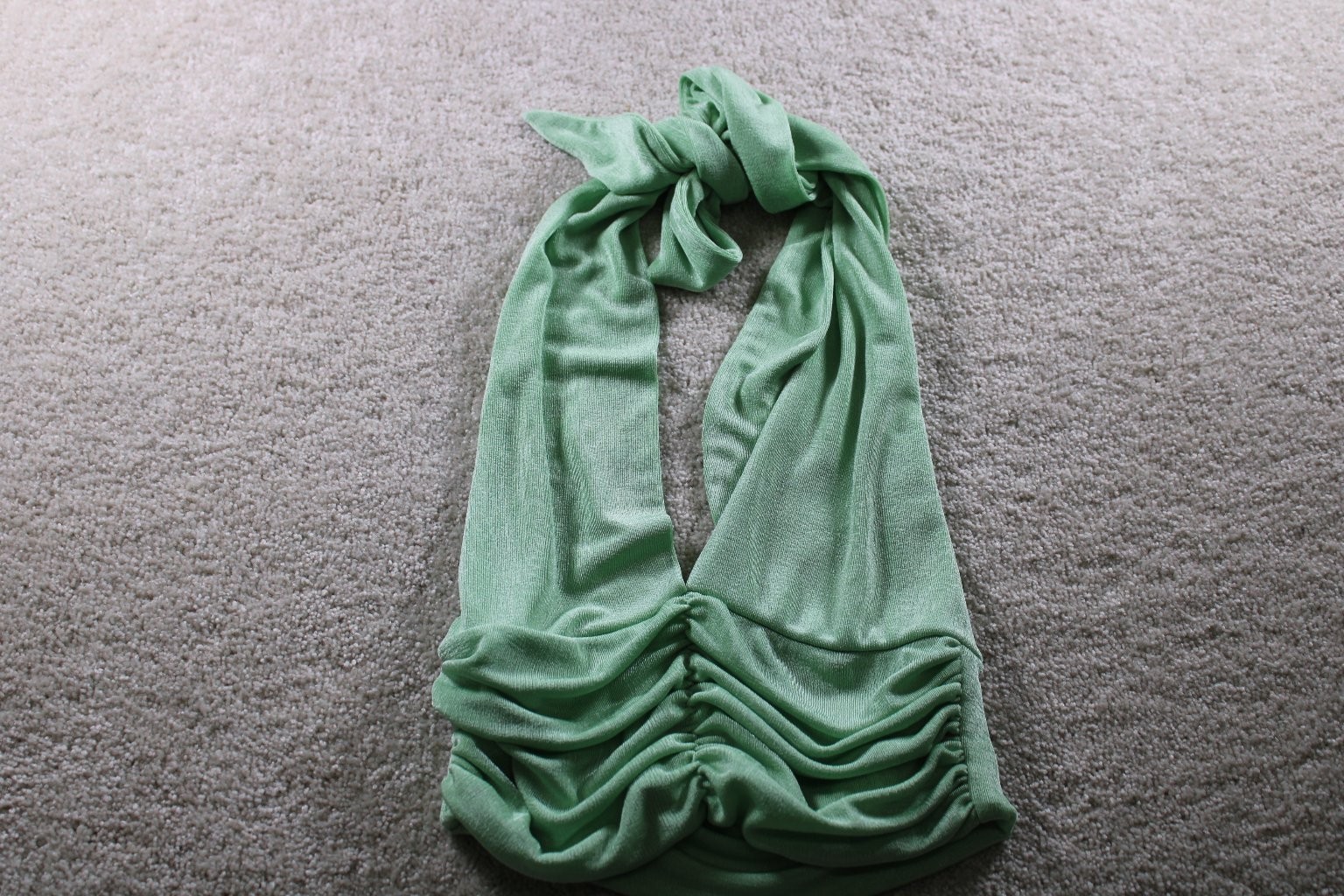 Women’s Green Small Halter Top 95% Polyester 5% Spandex Ruched