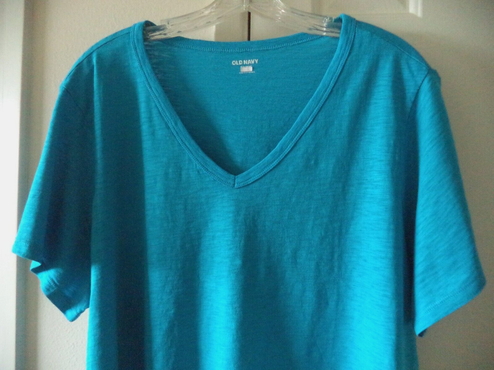 Hot! Old Navy Turquoise Teal Blue Slight Slub VNeck Tshirt Knit Top 18 20 2X XXL
