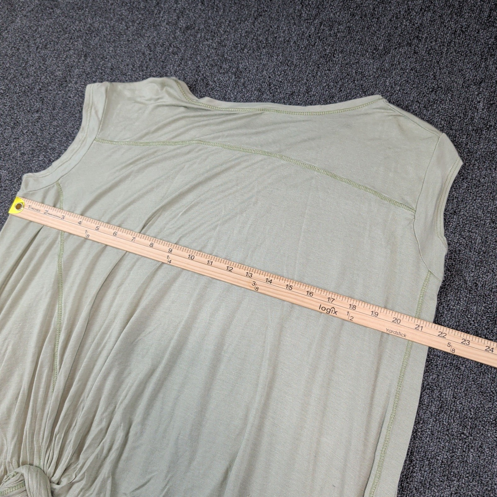 Vision USA Avant Garde Asymmetrical Knot Back Tank Top OS Sage Green Lagenlook